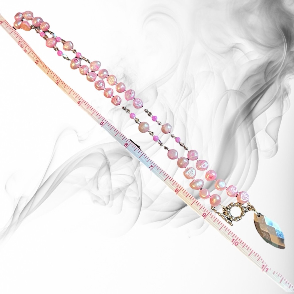 Hand Crafted Necklace Pearls Pink Cultured Authentic Hand-Knotted Silk - Picture 6 of 7